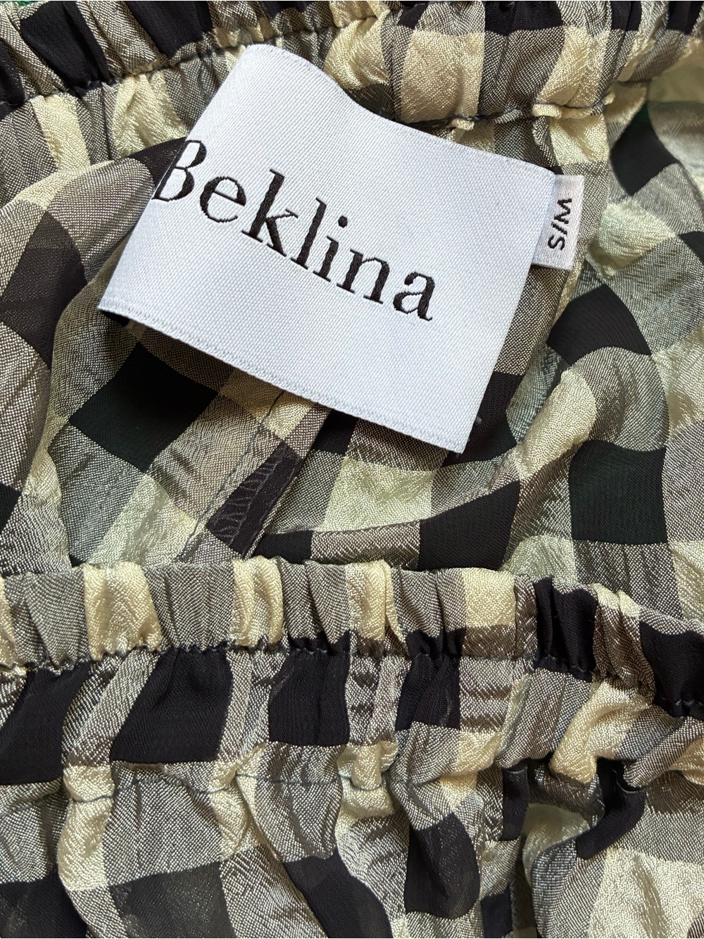 Beklina Elastic-Waist Pants - Black & White Semi-Sheer Checkers - Picture 3 of 8